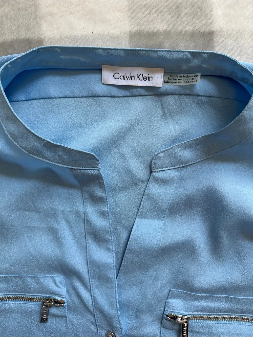 Calvin Klein Sky Blue Button-Front Roll Sleeve Shirt